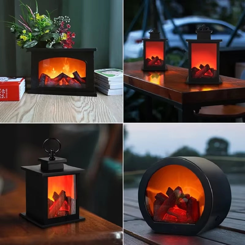 Decorative LED Simulation Fireplace Creative Home Soft Decoration Handicraft Candlestick Simulation Charcoal Flame Wind Lamp