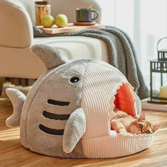 Luxury Plush Shark Pet Bed Cats & Dogs